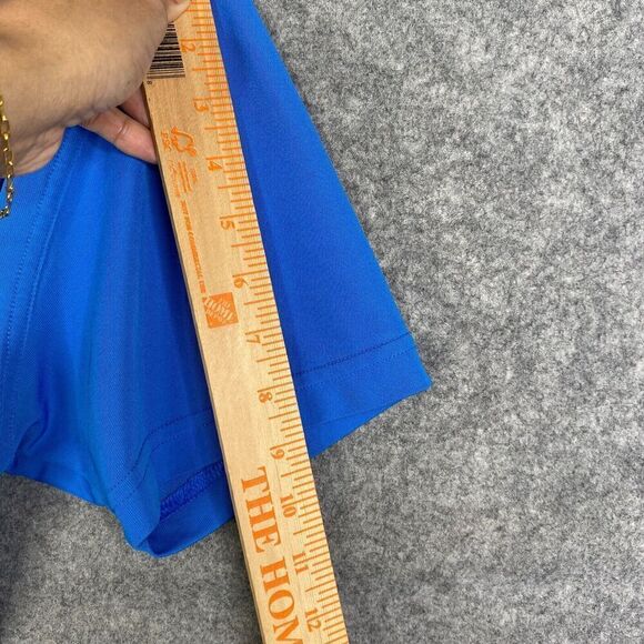 Under Armour Heatgear Blue Stretch Polo Shirt Size Large Loose Fit Performance - Picture 6 of 10